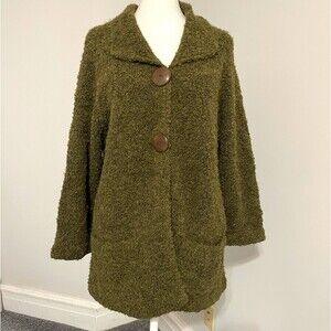 Tabask Cardigan Sweater Womens Large Handmade Peru Alpaca Wool Blend Green